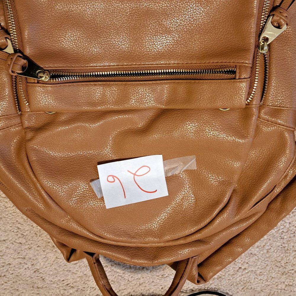 TAN SYNTHETIC LEATHER BACKPACK BAG